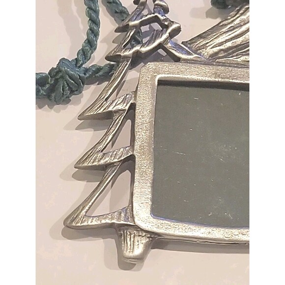 Vintage Signed DLB Pewter Picture Frame Hanging Ornament Christmas Tree Mountian - Picture 9 of 10